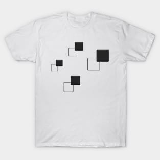 Squares Abstract Art Emboss Black T-Shirt